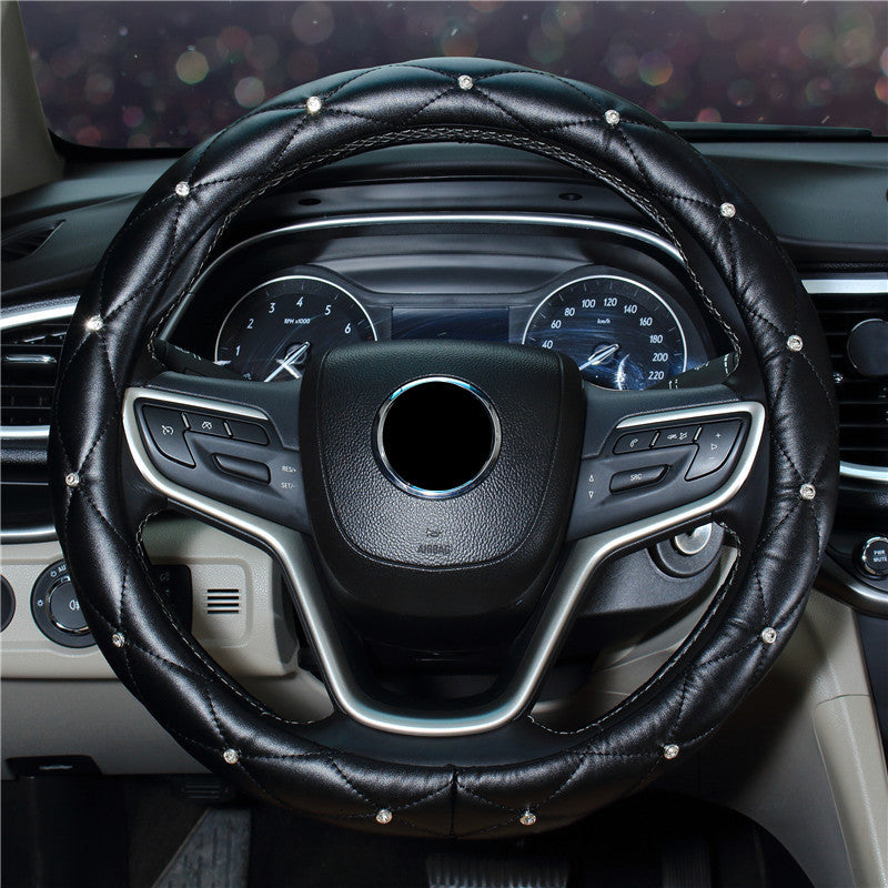 Wholesale Faux Leather Diamond Car Steering Wheel Cover